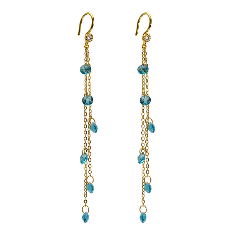 Anette Blue Crystal Earrings - Gold