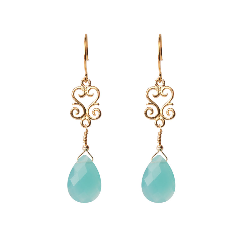 Mariela Blue Calcedony Earrings - Gold