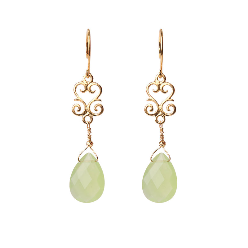 Mariela Green Calcedony Earrings - Gold