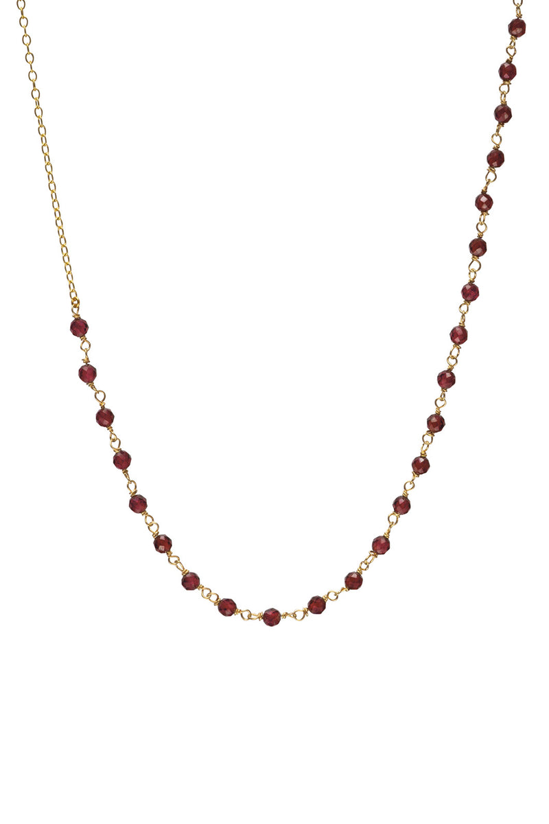 Anne Red Garnet Necklace - Gold
