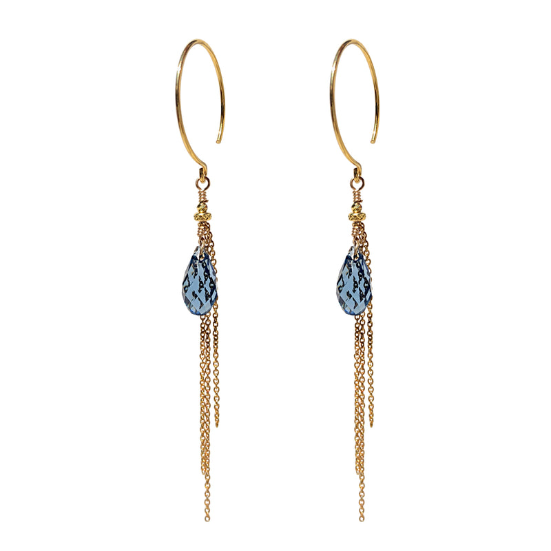 Aya Blue Crystal Earring - Gold
