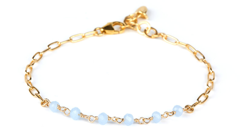 Daisy blue Calcedony Bracelet - Gold