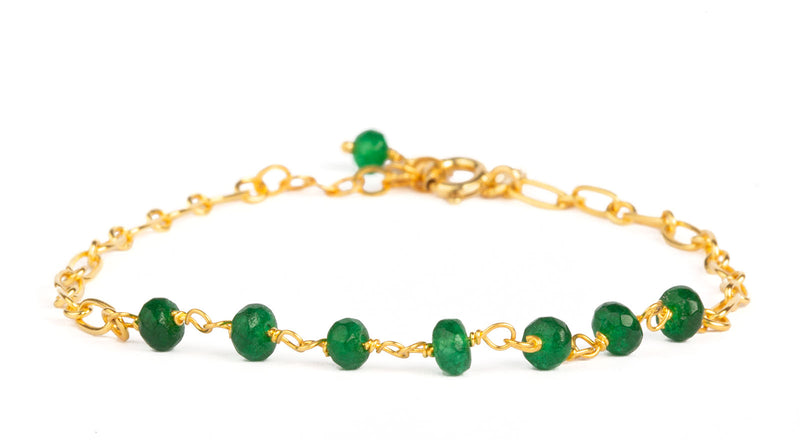 Daisy Green Calcedony Bracelet - Gold