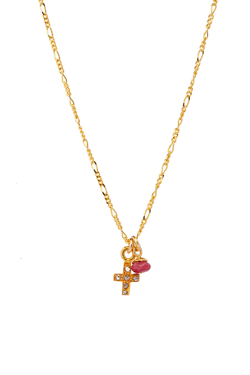 Frida Diamond Cross Necklace - Gold