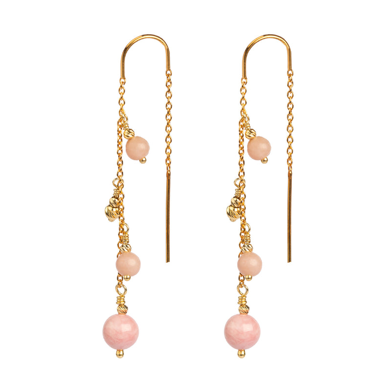 Jessica Pink Opal Earring - Gold