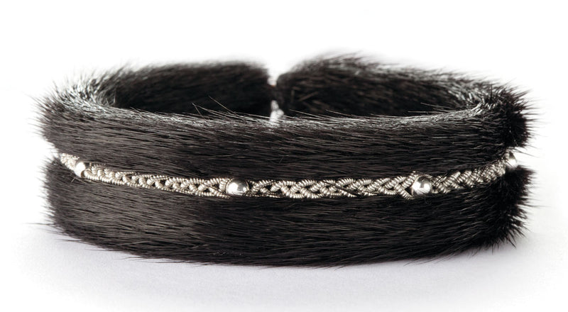 Kajsa Fur Silver Beads - Black