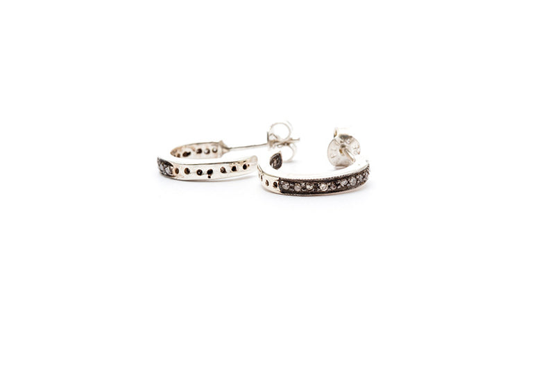 Loop Diamond Earrings - 15 mm - silver