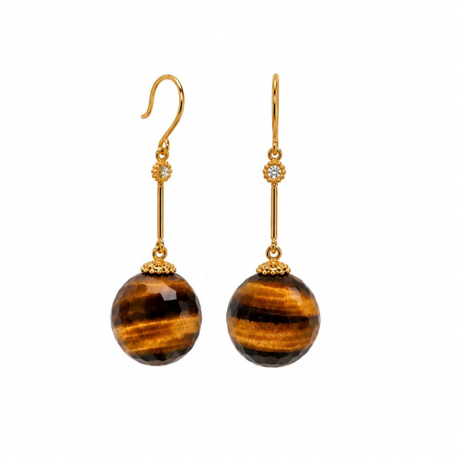 Ottelia Tiger Eye earrings - Gold