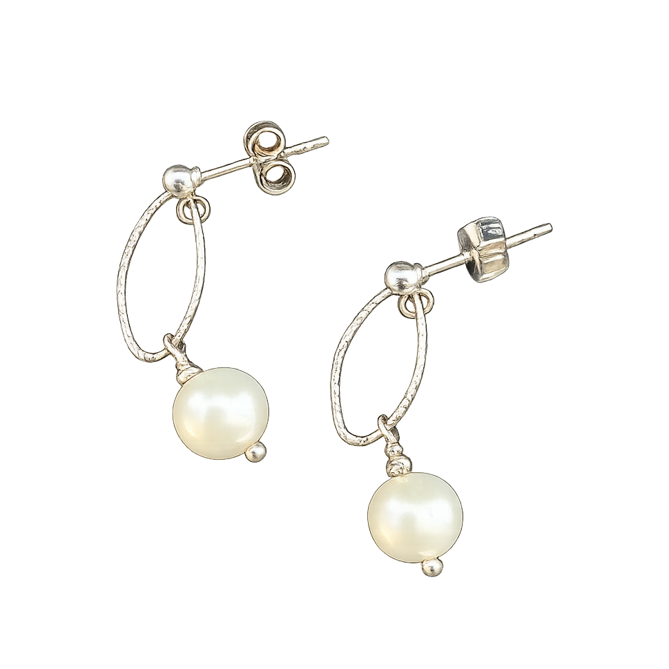 Gina Pearl Earrings - Silver