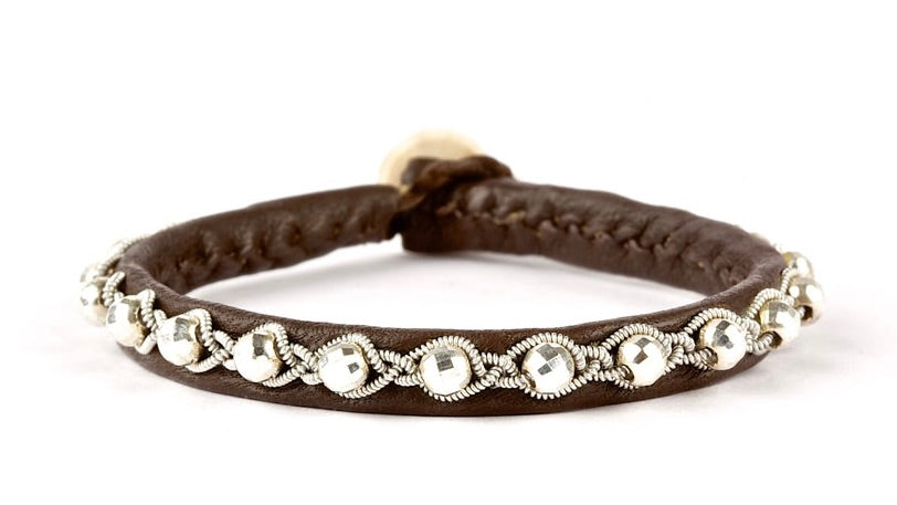 Tyri Facet Sølvperler - Brun