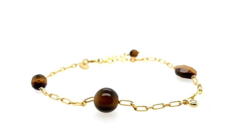 Cleo Tiger Eye Bracelet - Gold