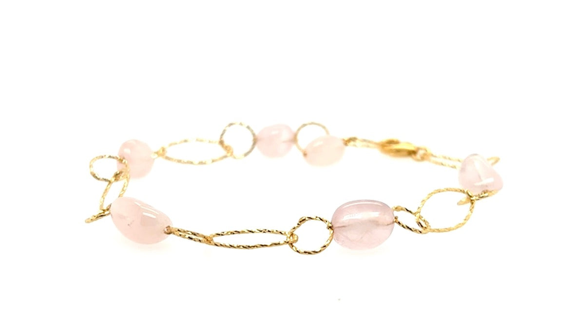 Sigga Rosakvarts Armbånd - Guld