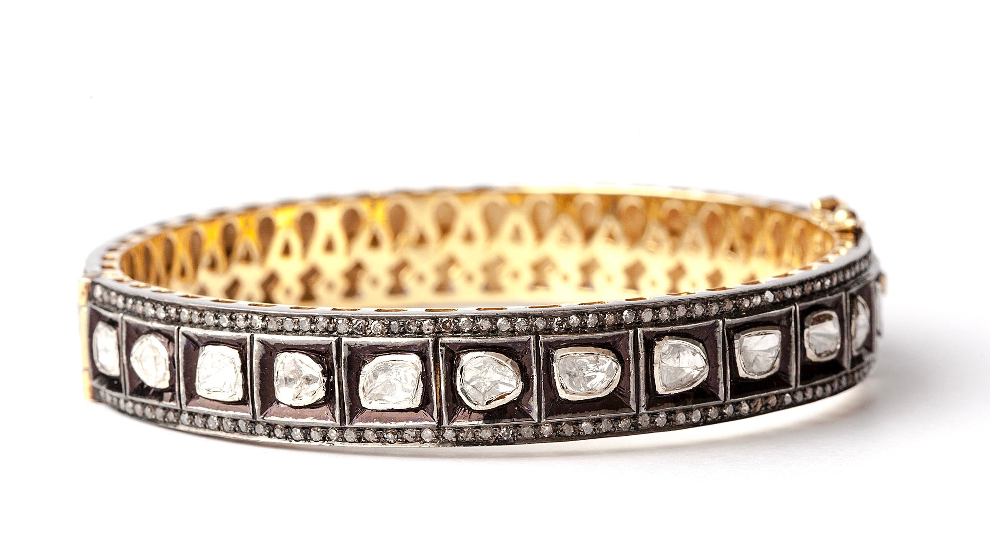 Aziza Diamant Armring - 14 karat Guld/Sølv