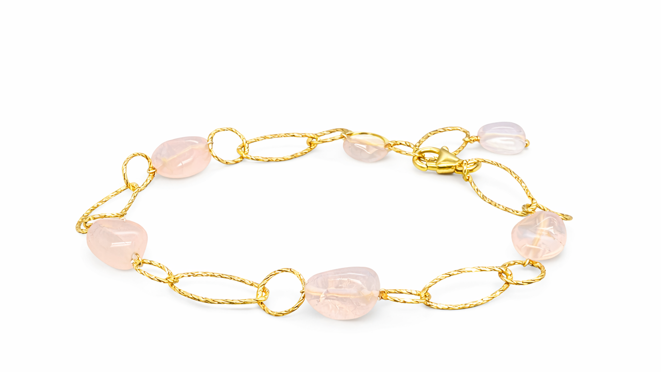 Sigga Rose Quartz Bracelet - Gold