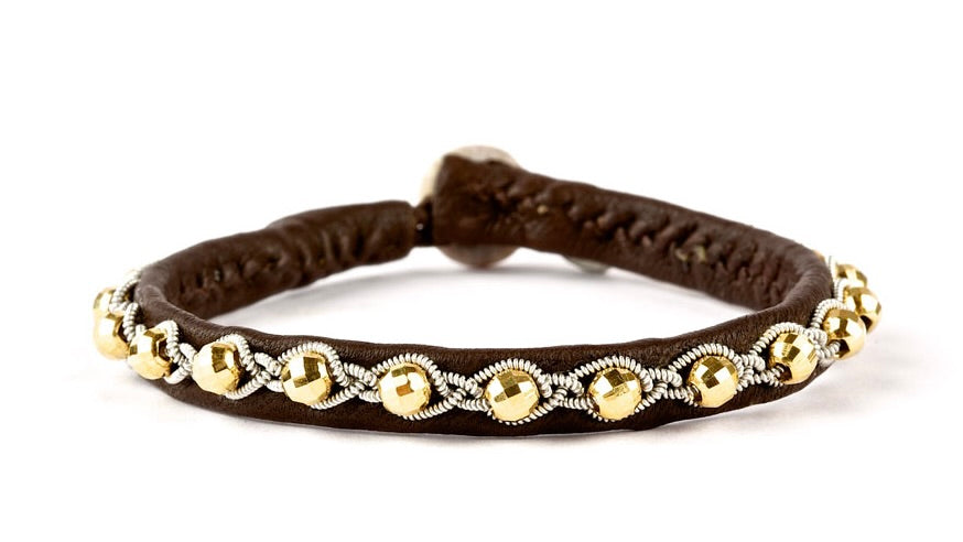 Tyri Facet Guldperler - Brun