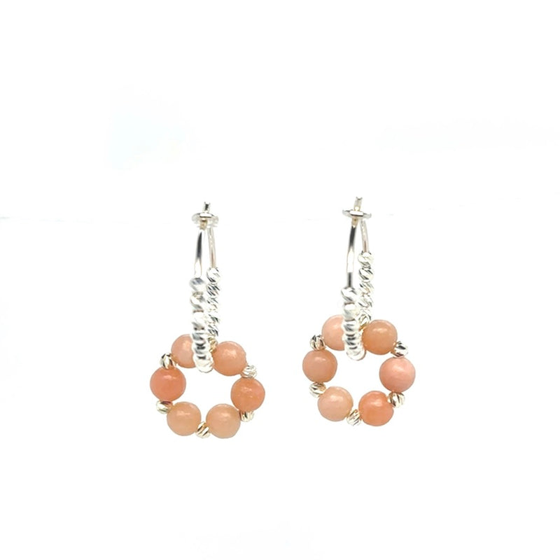 Beth Pink Opal Earring - Silver