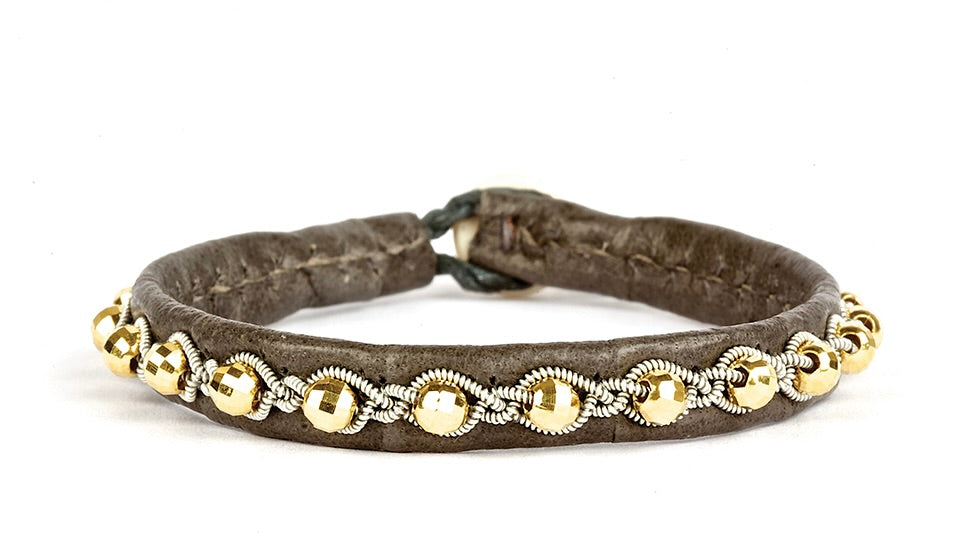 Tyri Facet Guldperler - Grå