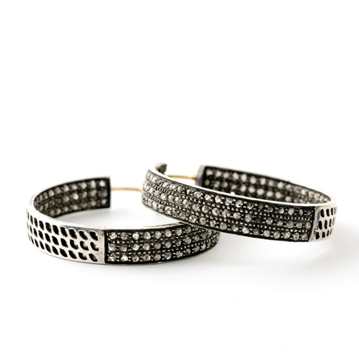 Latika Diamond Earrings - 14 karat Gold/Silver