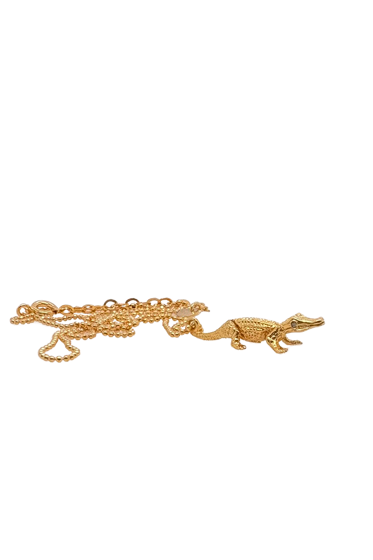 Alligator Diamant Halskæde - Guld