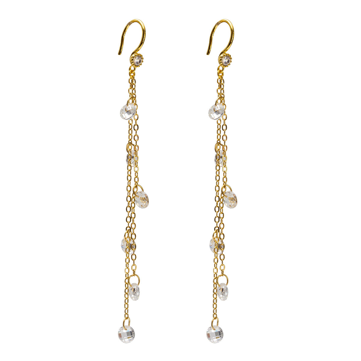 Anette White Crystal Earrings - Gold