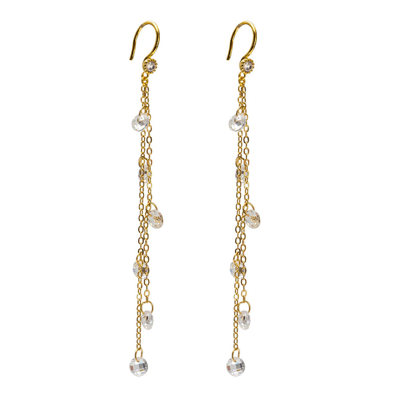 Anette White Crystal Earrings - Gold