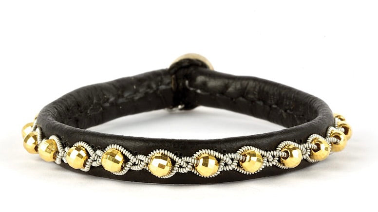 Tyri Facet Gold Beads - Black