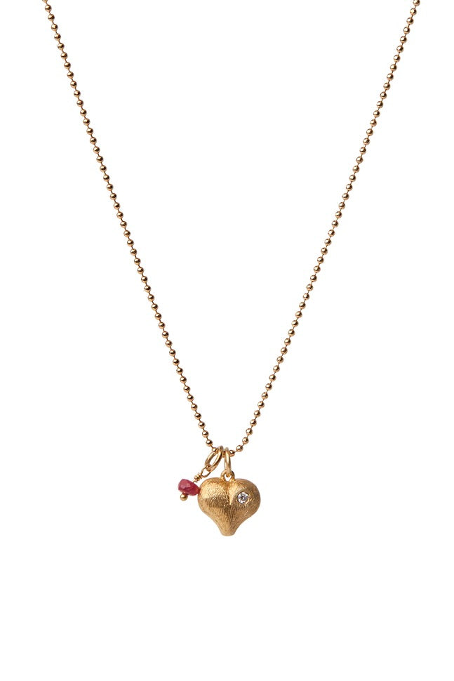 Hjerte af sølv med diamant - Sølv