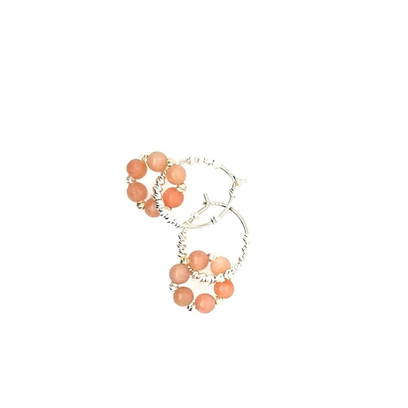 Beth Pink Opal Earring - Silver