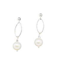 Gina Pearl Earrings - Silver