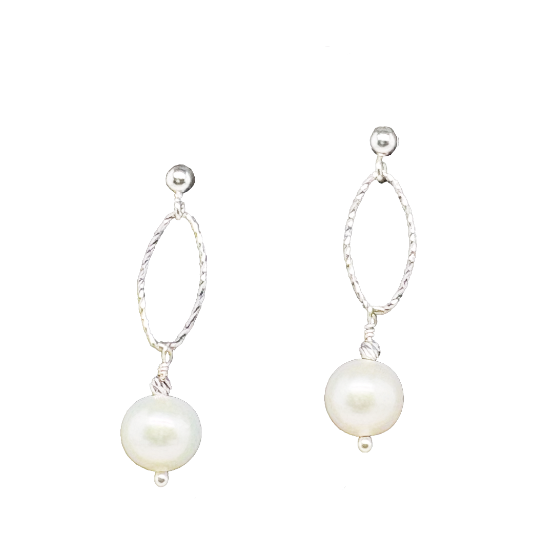 Gina Pearl Earrings - Silver