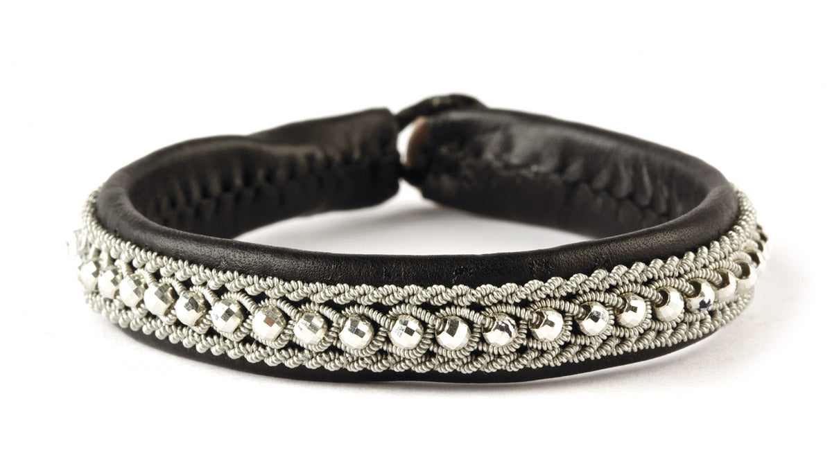 Hella Facet Silver Beads - Black