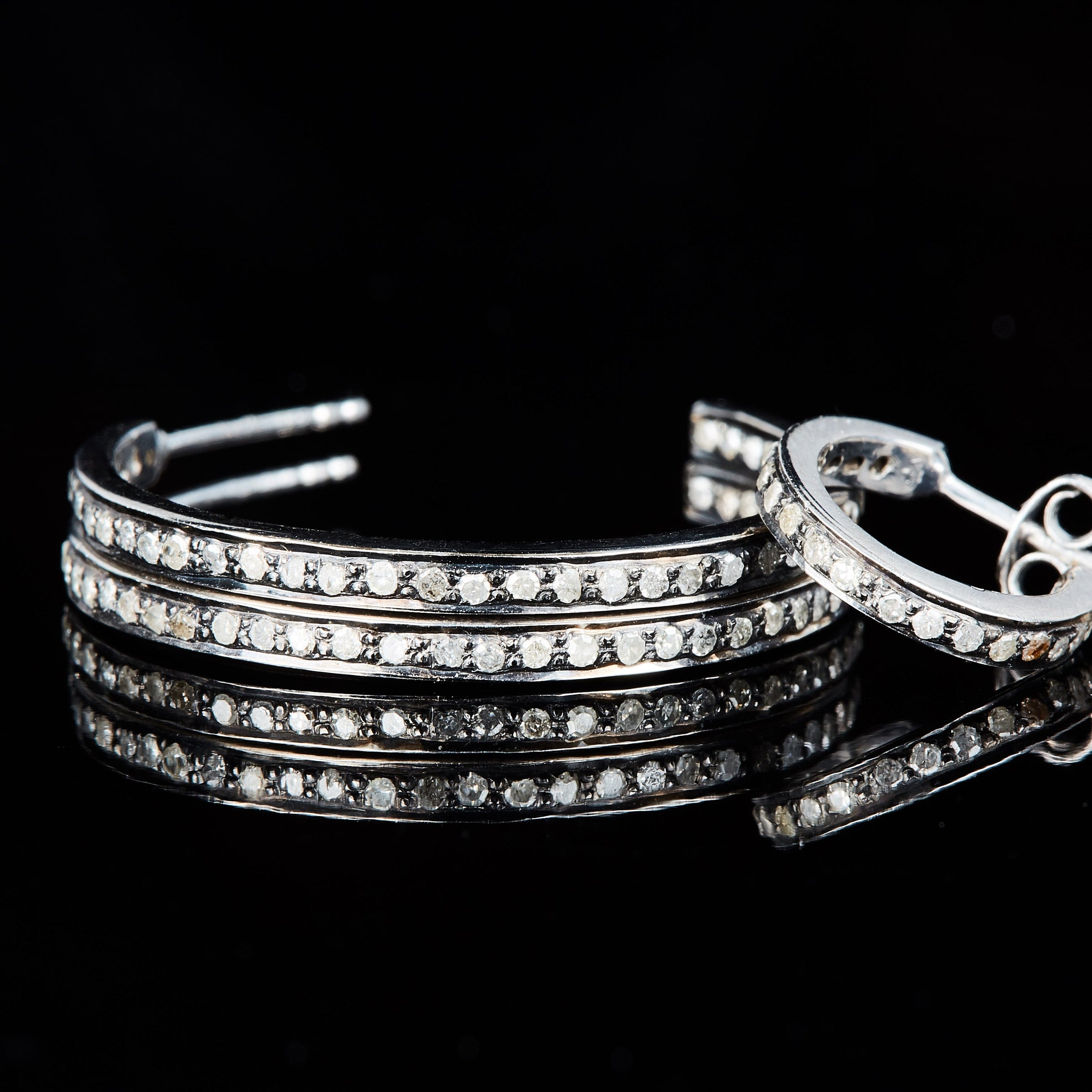 Loop Diamond Earrings  - Silver