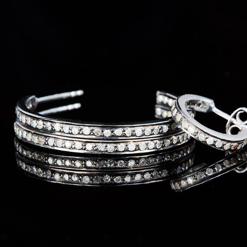 Loop Diamond Earrings  - Silver