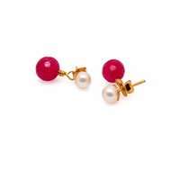 Ina Fuchsia Earrings - Gold