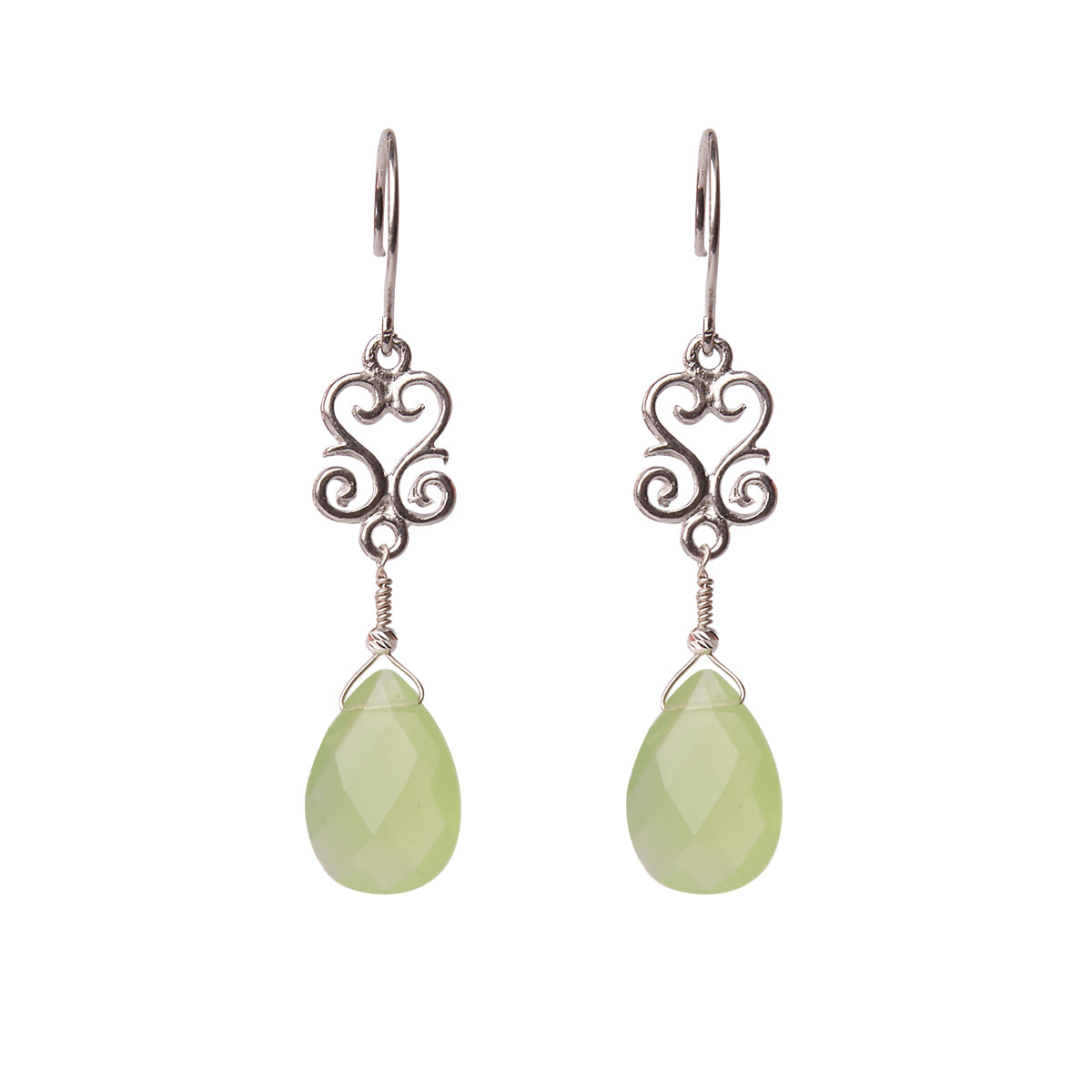 Mariela Green Calcedony Earrings - Silver