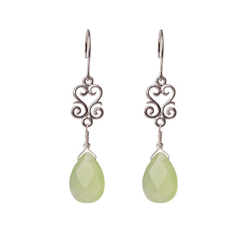 Mariela Green Calcedony Earrings - Silver