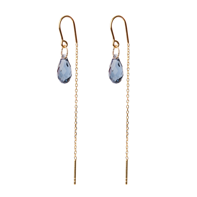 Matine Blue Jeans Crystal Earrings - Gold