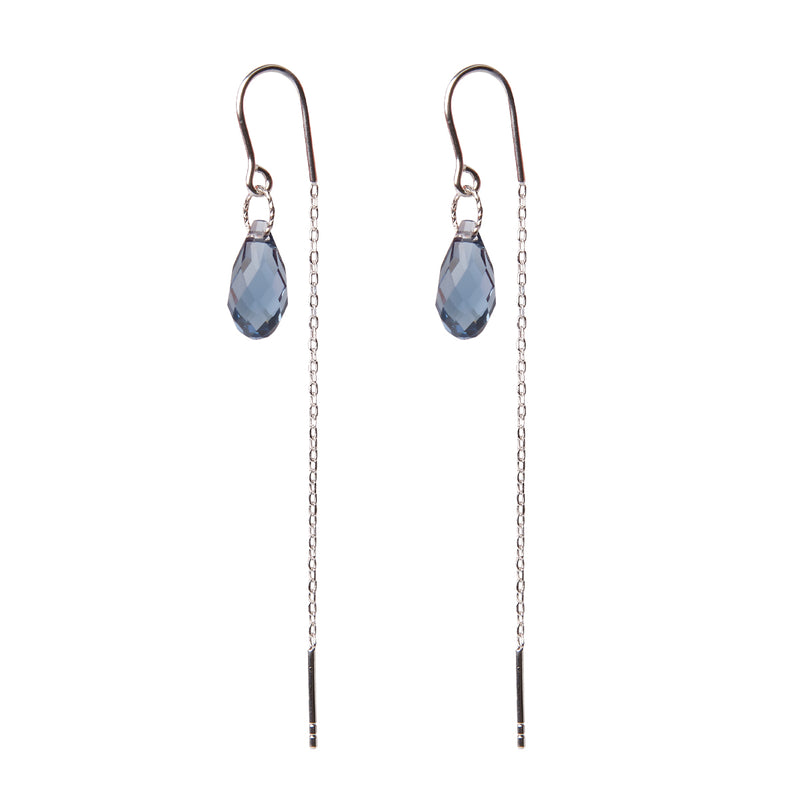 Matine Blue Jeans Crystal Earrings - Silver