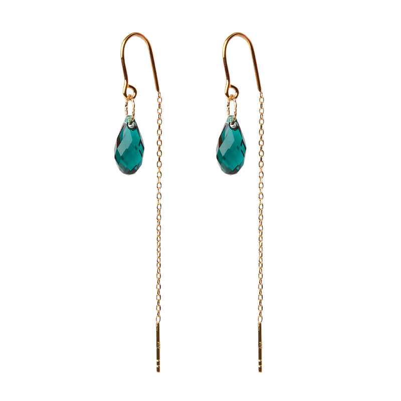 Matine Green Crystal Earrings - Gold