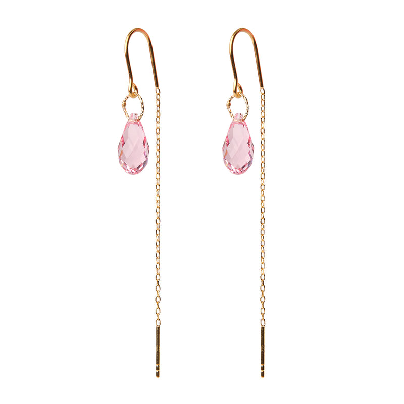 Matine Light Rose Crystal Earrings - Gold