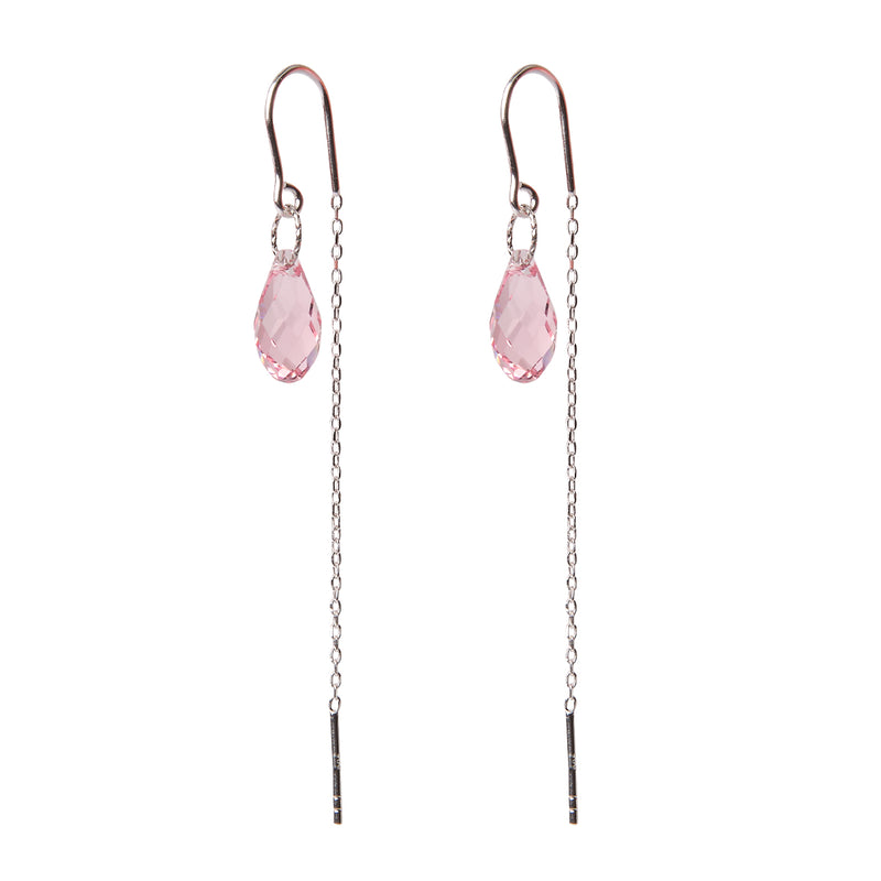 Matine Light Rose Crystal Earrings - Silver