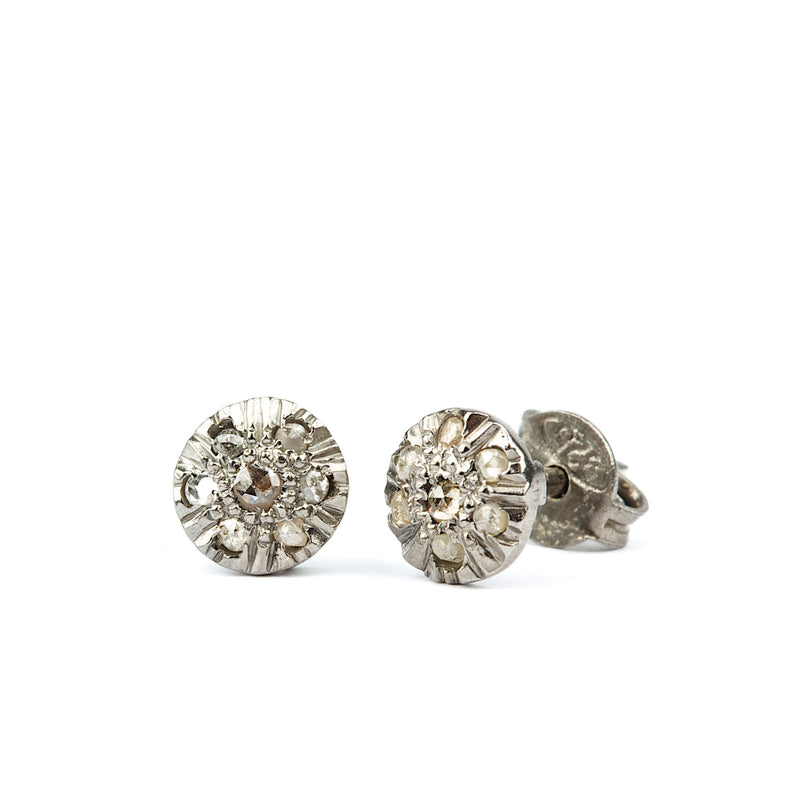 Round Diamond Earrings - Silver