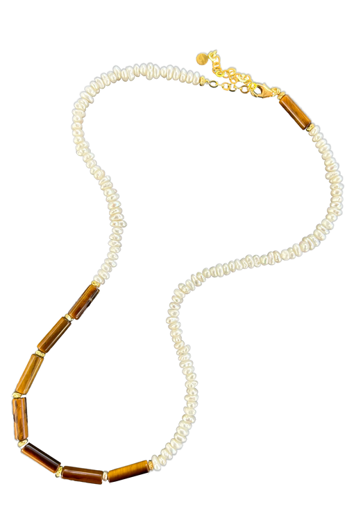 Sandie Tiger Eye Necklace - Gold