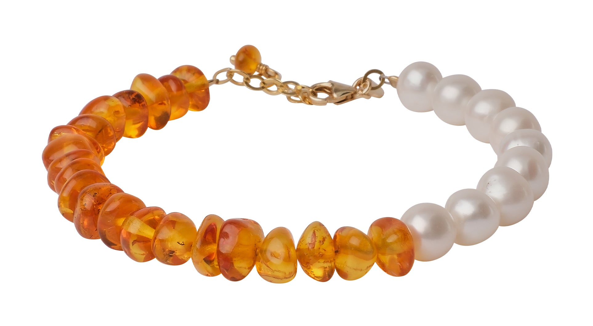 Sandperle/Rav Armbånd - Guld