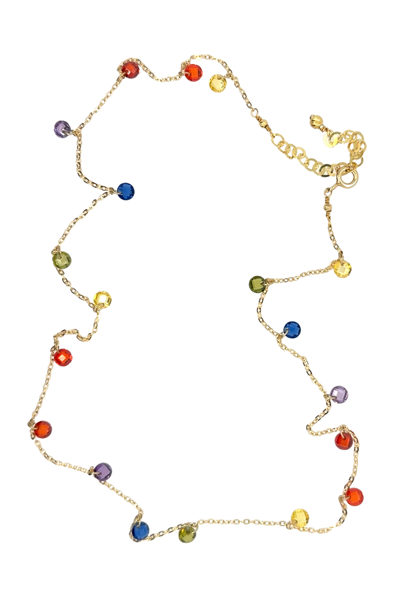 Susan Multi Color Zirconia Necklace - Gold