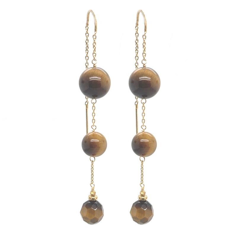 Venus Tiger Eye Earrings - Gold