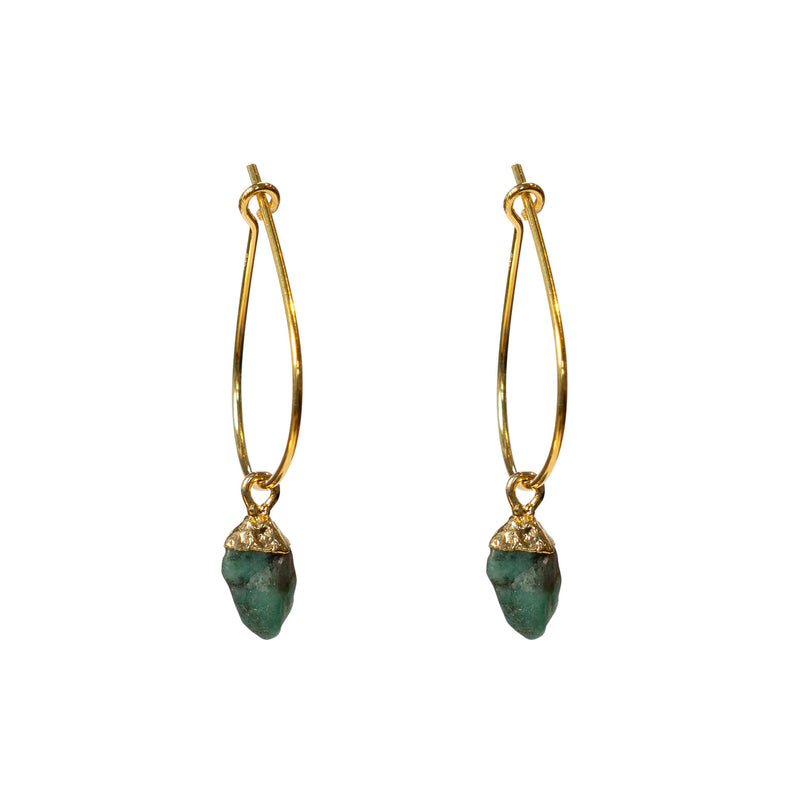 Alicia Emerald Earrings - Gold
