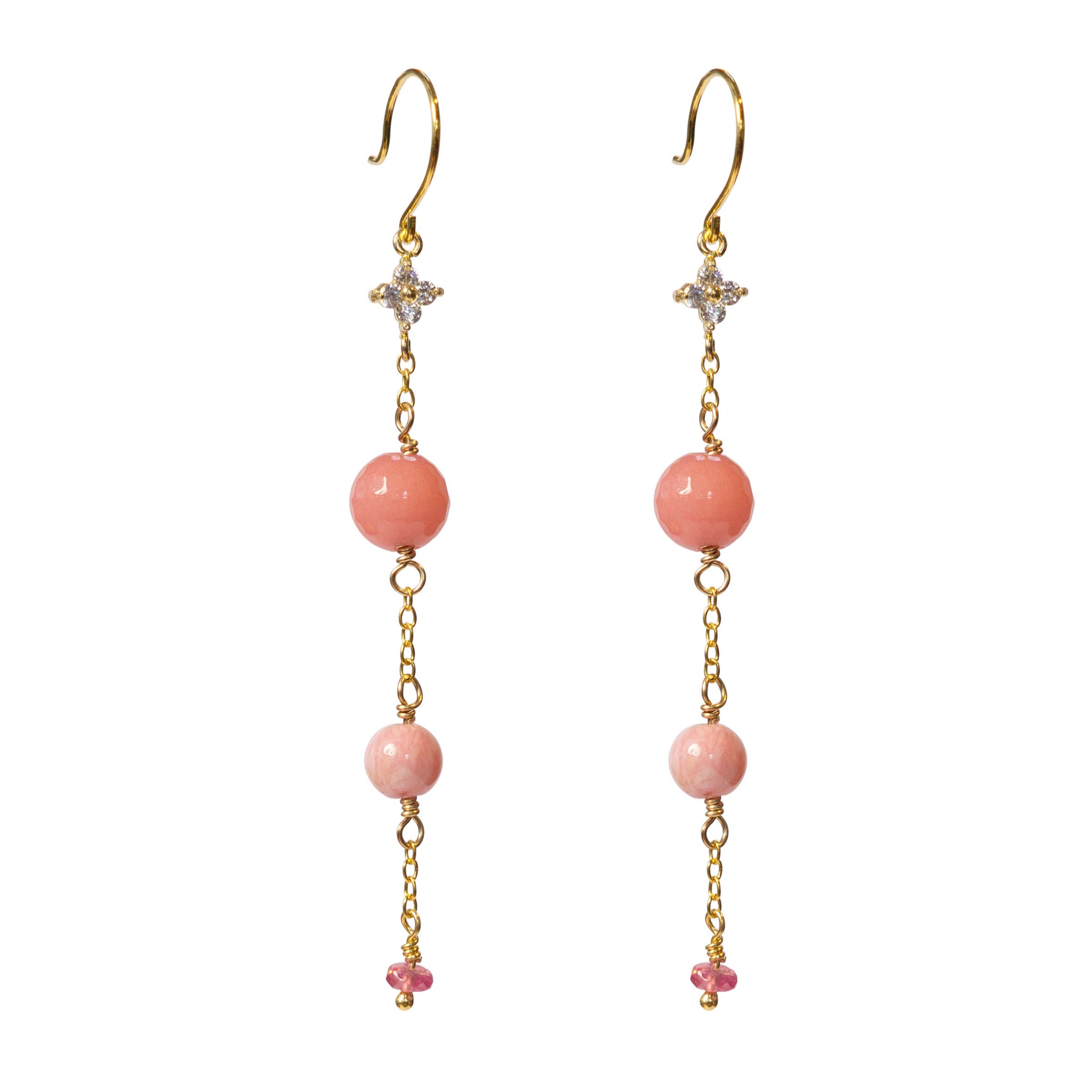 Anita Pink Agate Earrings - Gold