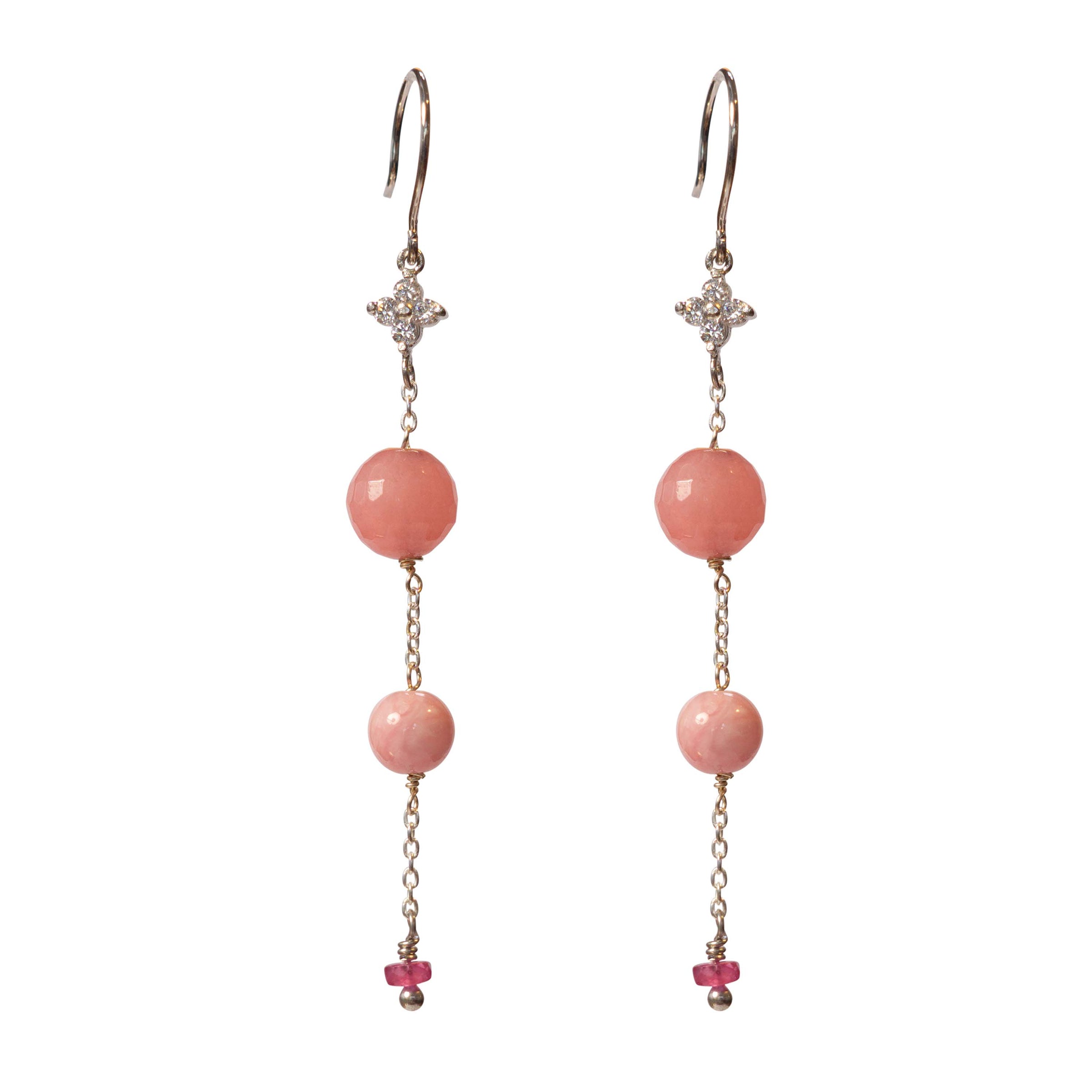 Anita Pink Agate Earrings - Silver