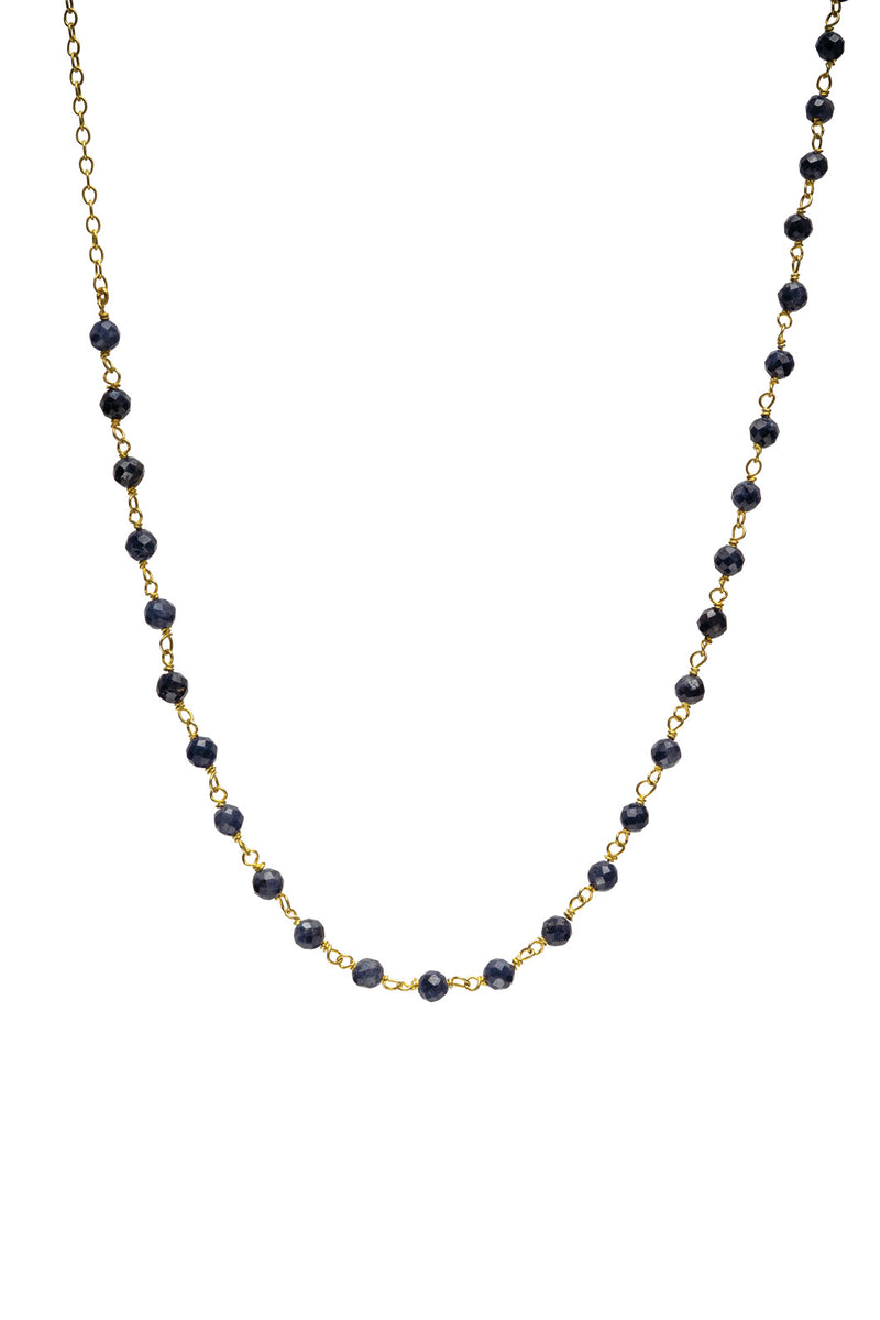 Anne Blue Sapphire Necklace - Gold